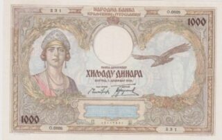 1931 - 1000 Dinara - La Regina Maria e le Allegorie della Nazione