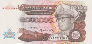 1992 - 5.000.000 Zaïres - Il Picco dell'Inflazione