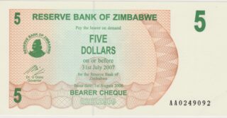 2006 - 5 Dollars 2003 (Issued 2006) - L'Assegno della Crisi