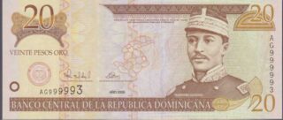 2000 - 20 Pesos Oro - Republica Dominicana