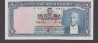 1961 - 5 Turk Lirasi - Turchia