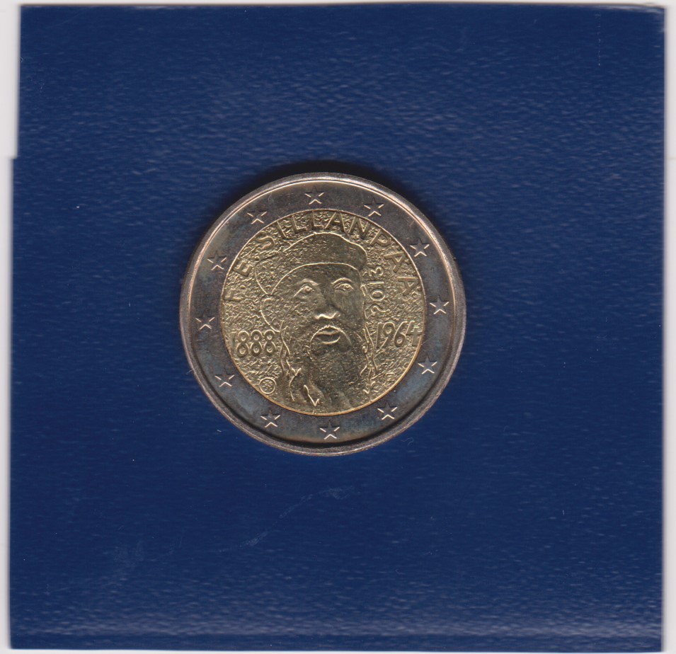 2013 - 2 euro - 125° Anniversario Nascita del Scrittore Sillanpaa, premio Nobel per la Letteratura- Filandia