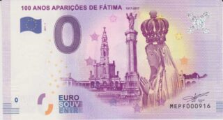 Banconota euro zero - 100 anos Aparicoes de Fatima - Portogallo